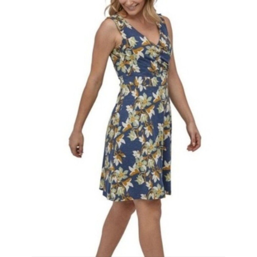 Patagonia Porch Song Floral Organic Cotton Dress Faux Wrap Tank outdoor size xl